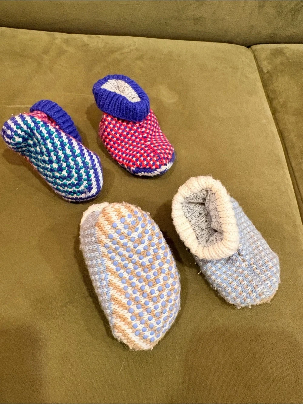 3-6m Baby Gripper Slippers Duo - Pink/Blue and Lavender/Pale Pink